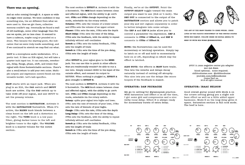 Page 1 de la notice Manuel utilisateur Old Blood Noise MAW