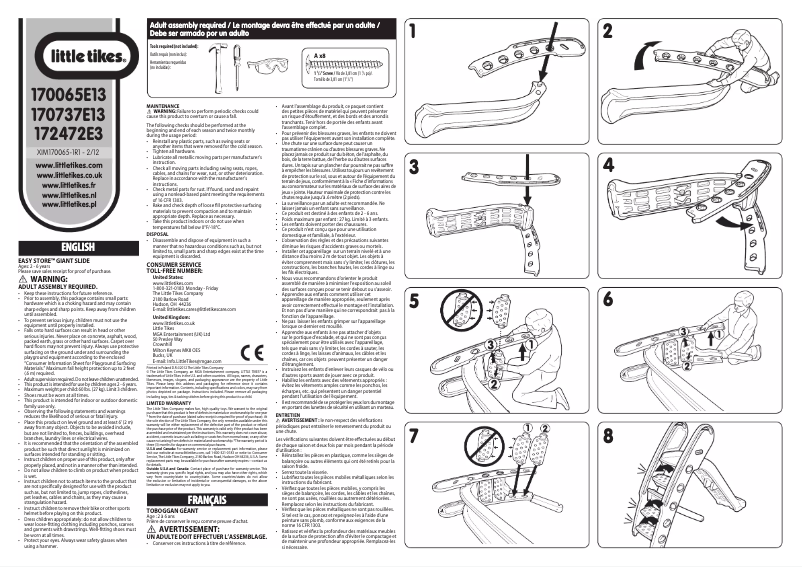 Page 1 de la notice Manuel utilisateur Little Tikes Easy Store Giant Slide