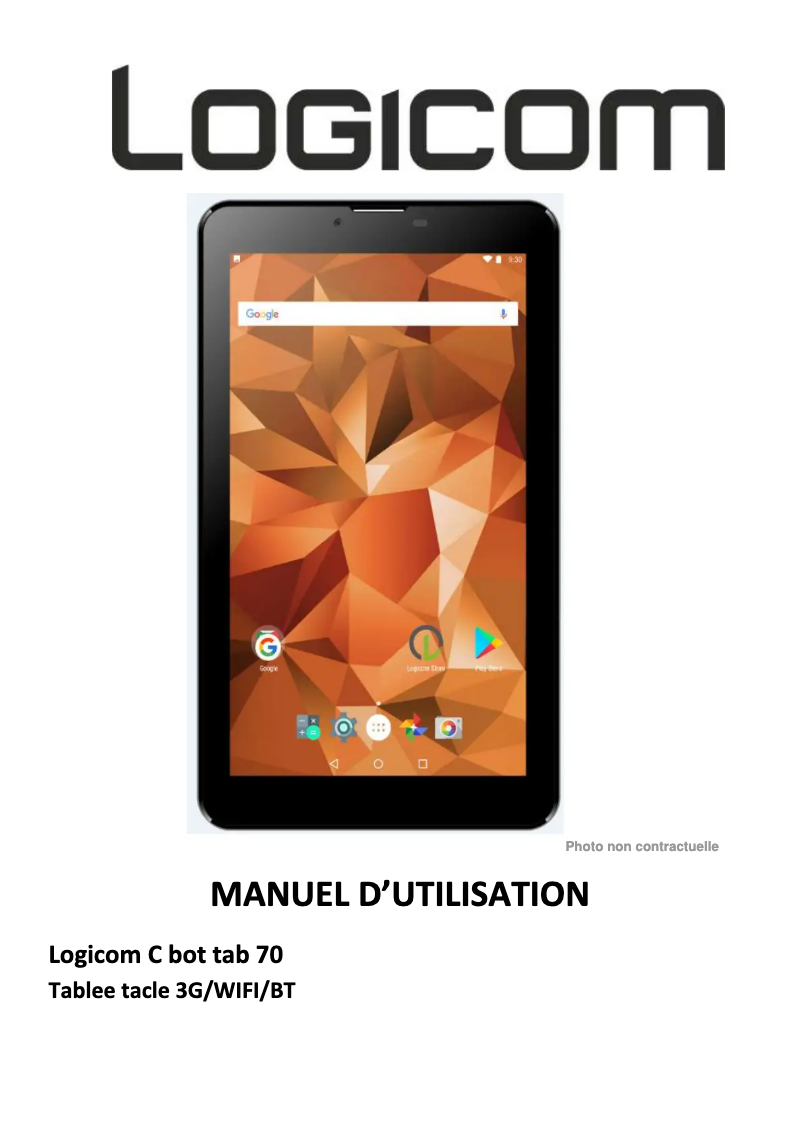 Page n°1 - Manuel utilisateur Logicom C Bot Tab 70