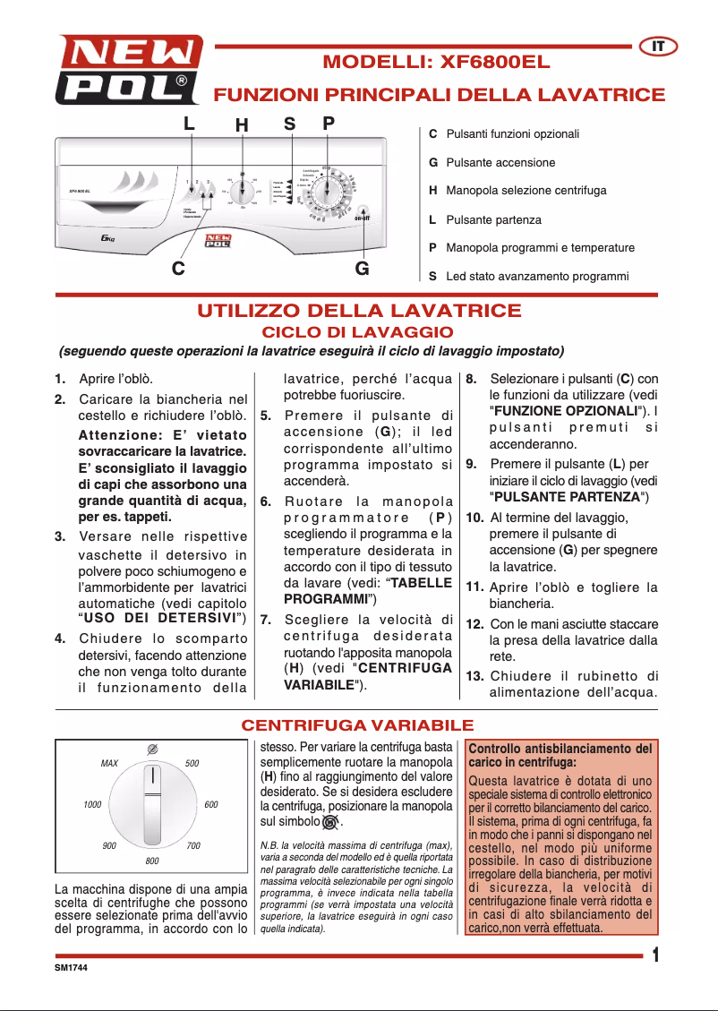 Page n°1 - Manuel utilisateur New Pol XF6 800EL