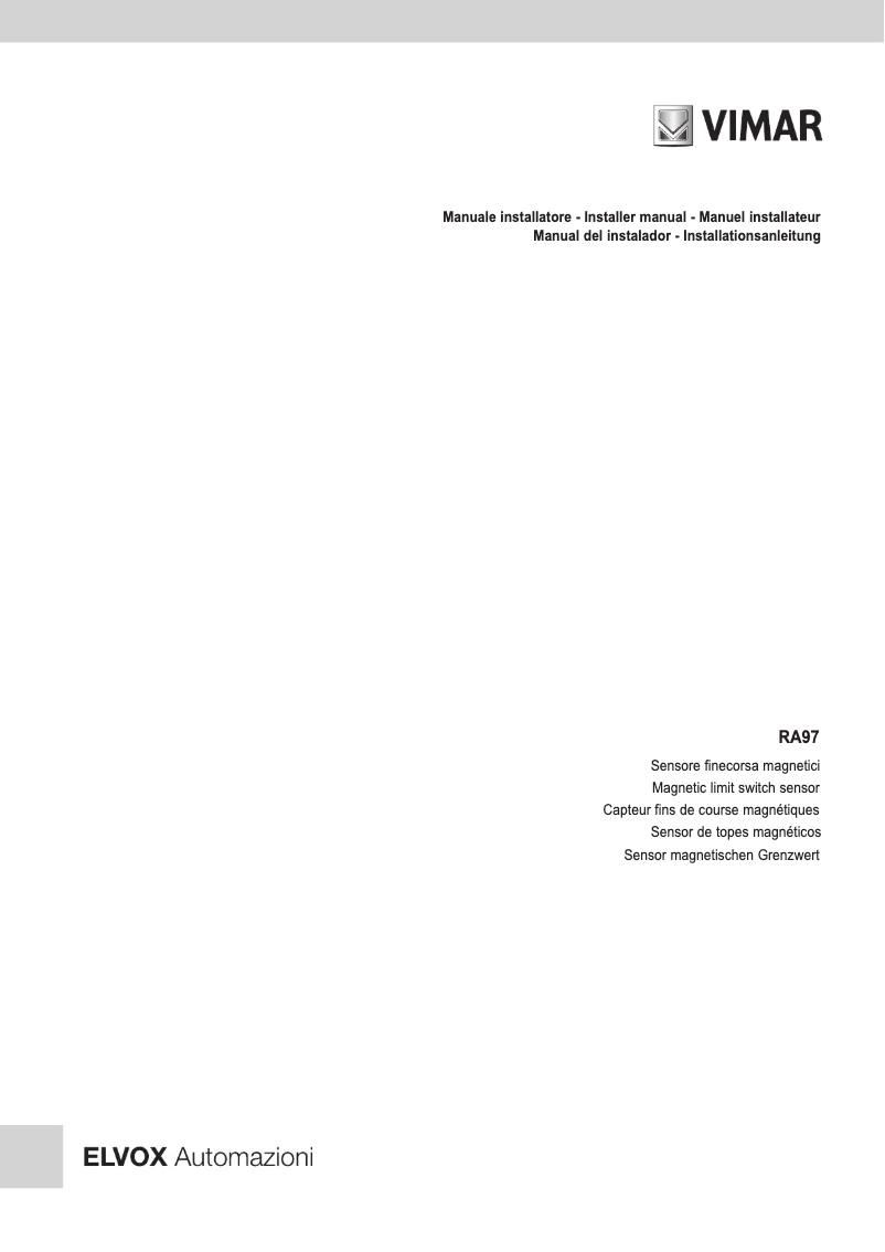 Page n°1 - Manuel utilisateur Vimar ELVOX RA97