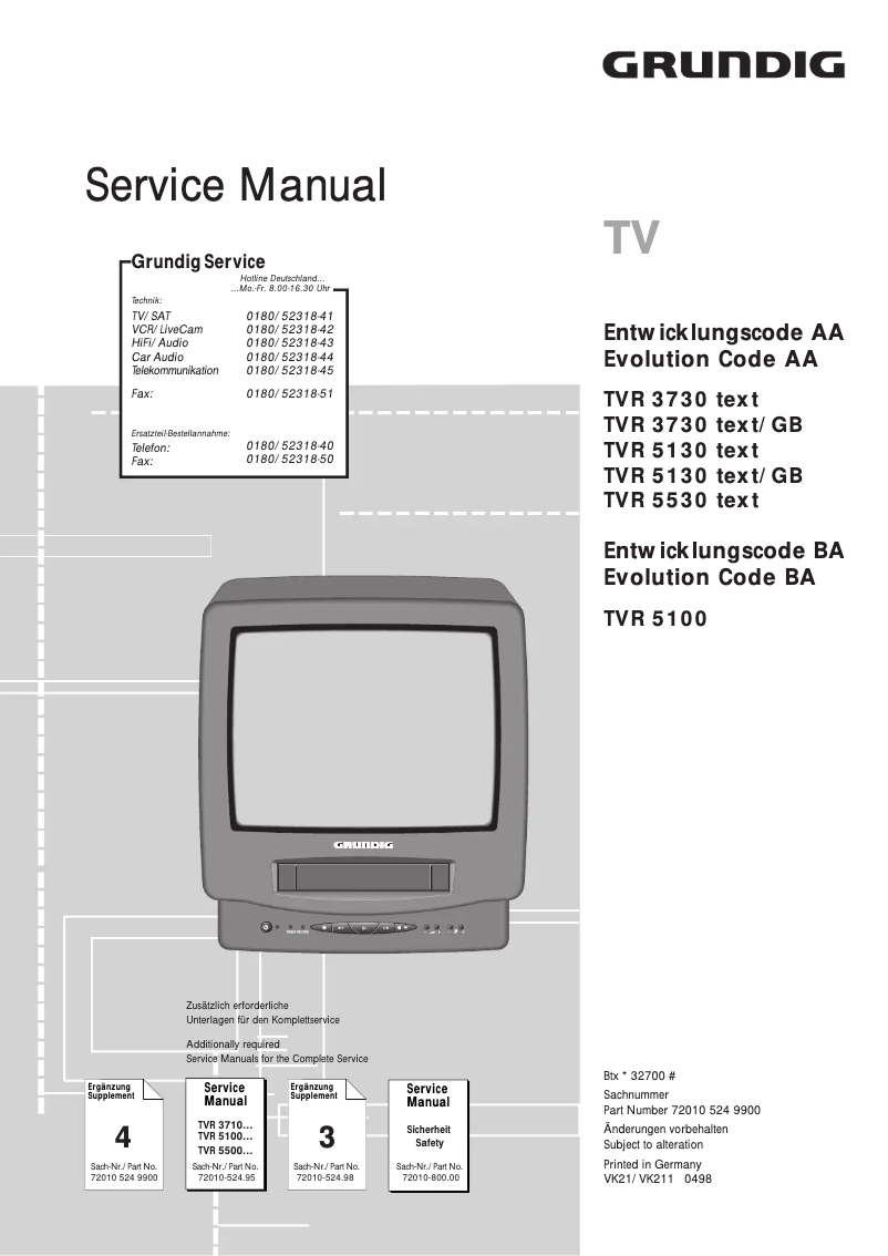 Page 1 de la notice Manuel utilisateur Grundig TVR 3730