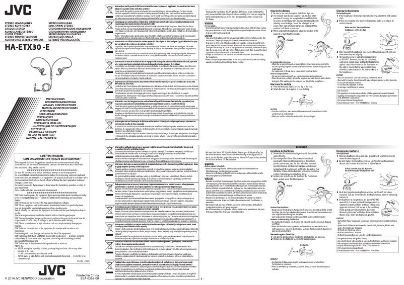 Page n°1 - Manuel utilisateur JVC HA-ETX30-E