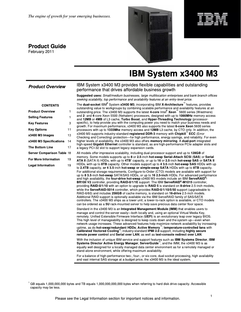 Page n°1 - Manuel utilisateur IBM eServer 7379K7G