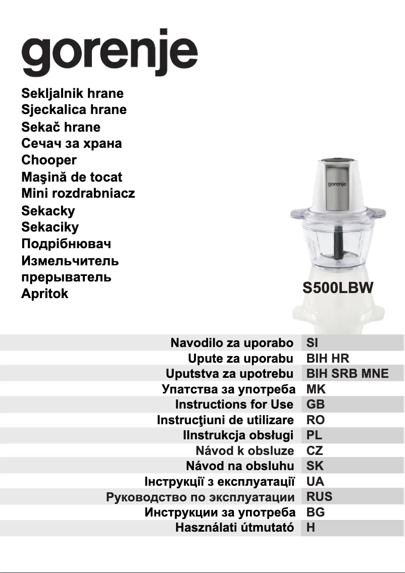 Page n°1 - Manuel utilisateur Gorenje S500LBW