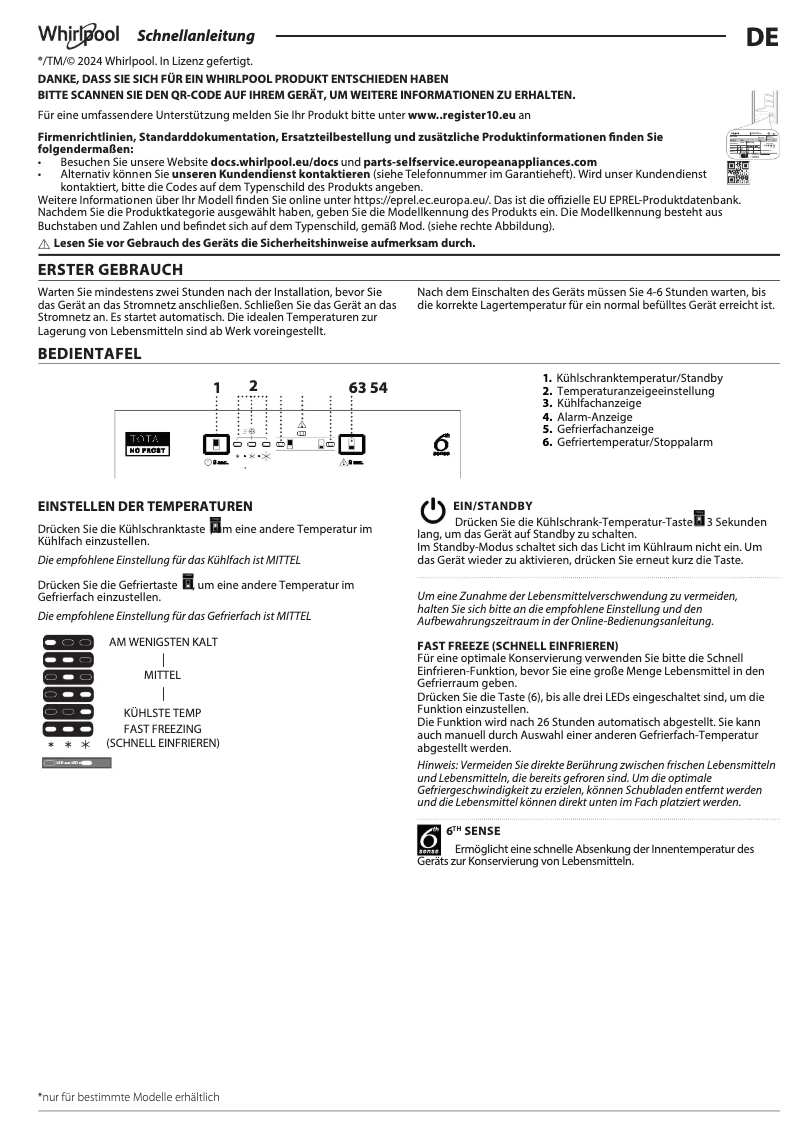 Page 1 de la notice Manuel d'utilisation et d'entretien Whirlpool WH SP70 T121