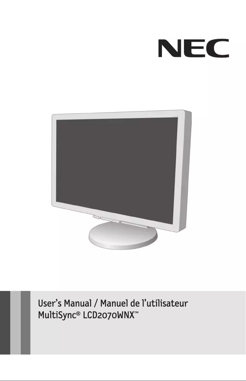 Image de la première page du manuel de l'appareil MultiSync 2070WNX