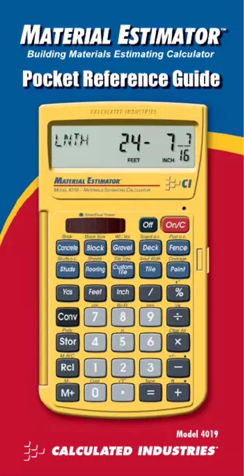 Page 1 de la notice Manuel utilisateur Calculated Industries 4019