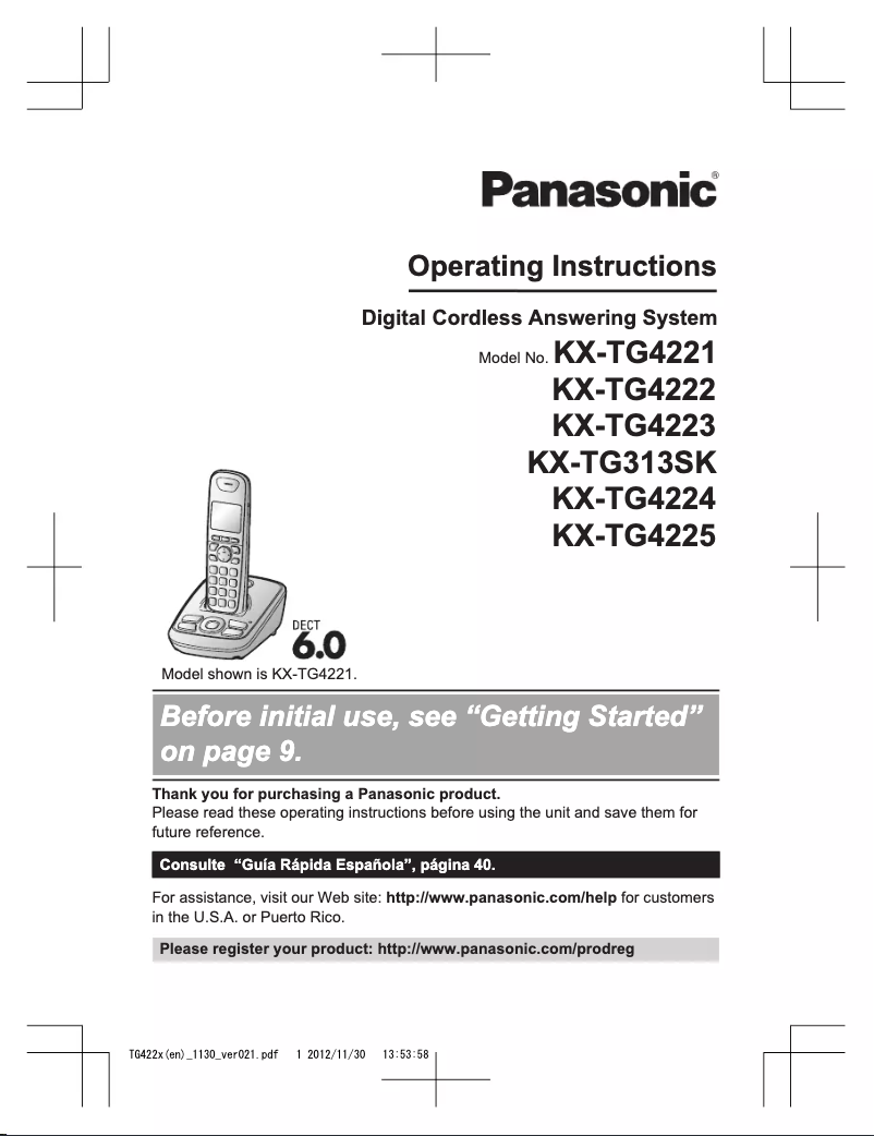 Page n°1 - Manuel utilisateur Panasonic KX-TG4221
