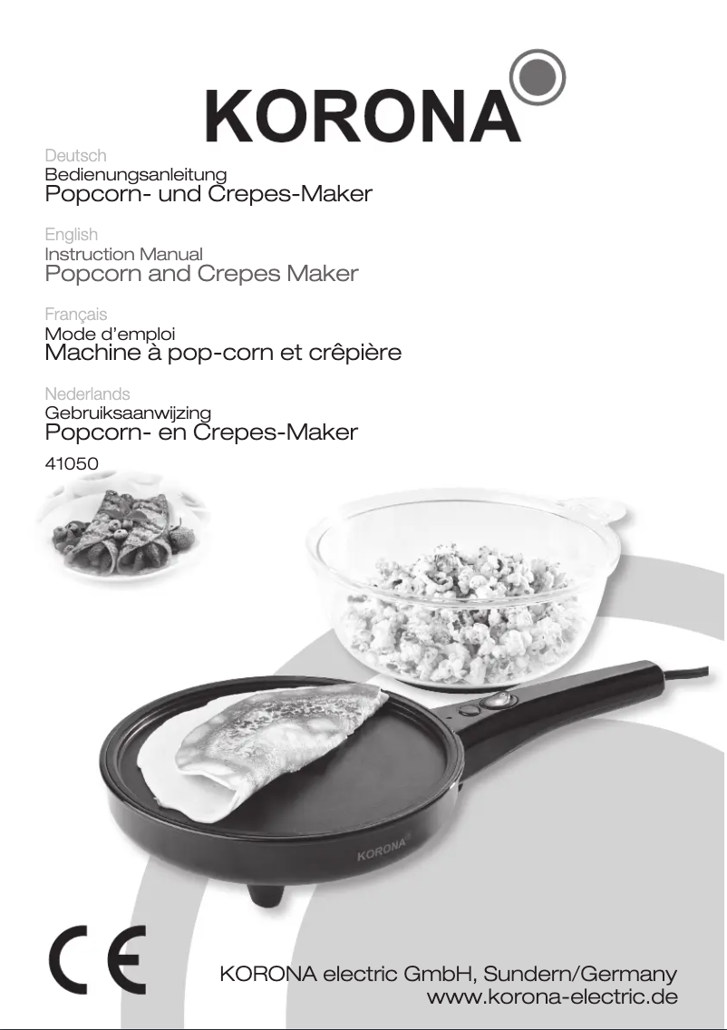 Página 1 del manual Manual de usuario Korona Popcorn & Crepes Maker 41050