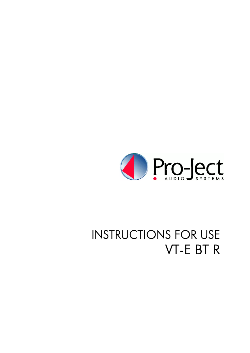 Page 1 de la notice Manuel utilisateur Pro-Ject VT-E BT R