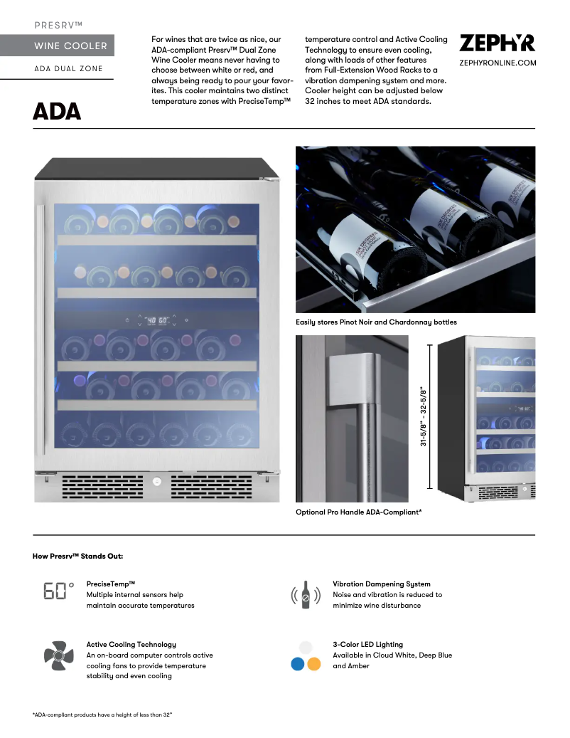 Page 1 de la notice Fiche technique Zephyr Presrv PRW24C02AG-ADA