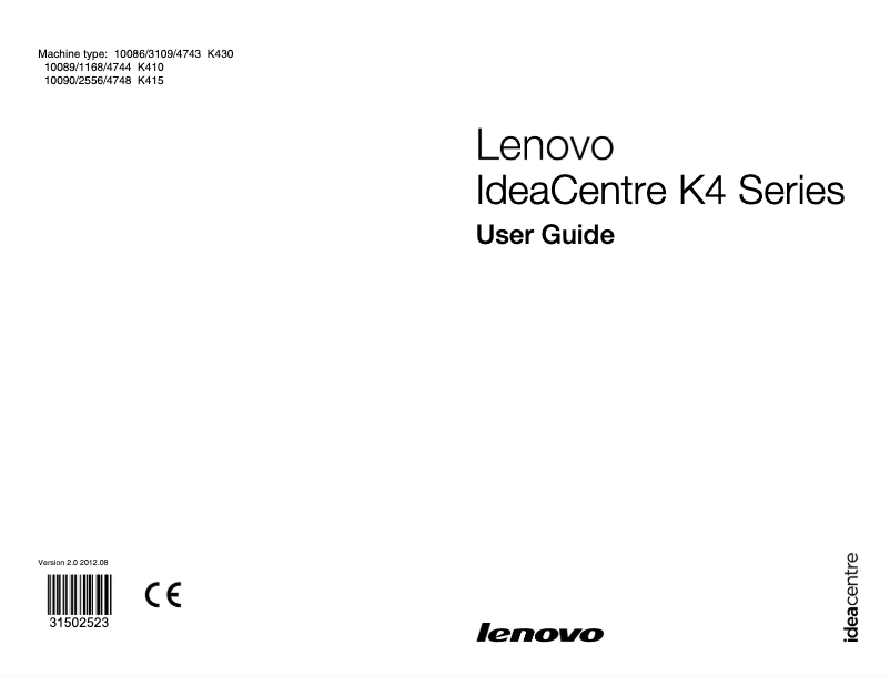Page n°1 - Manuel utilisateur Lenovo IdeaCentre K415