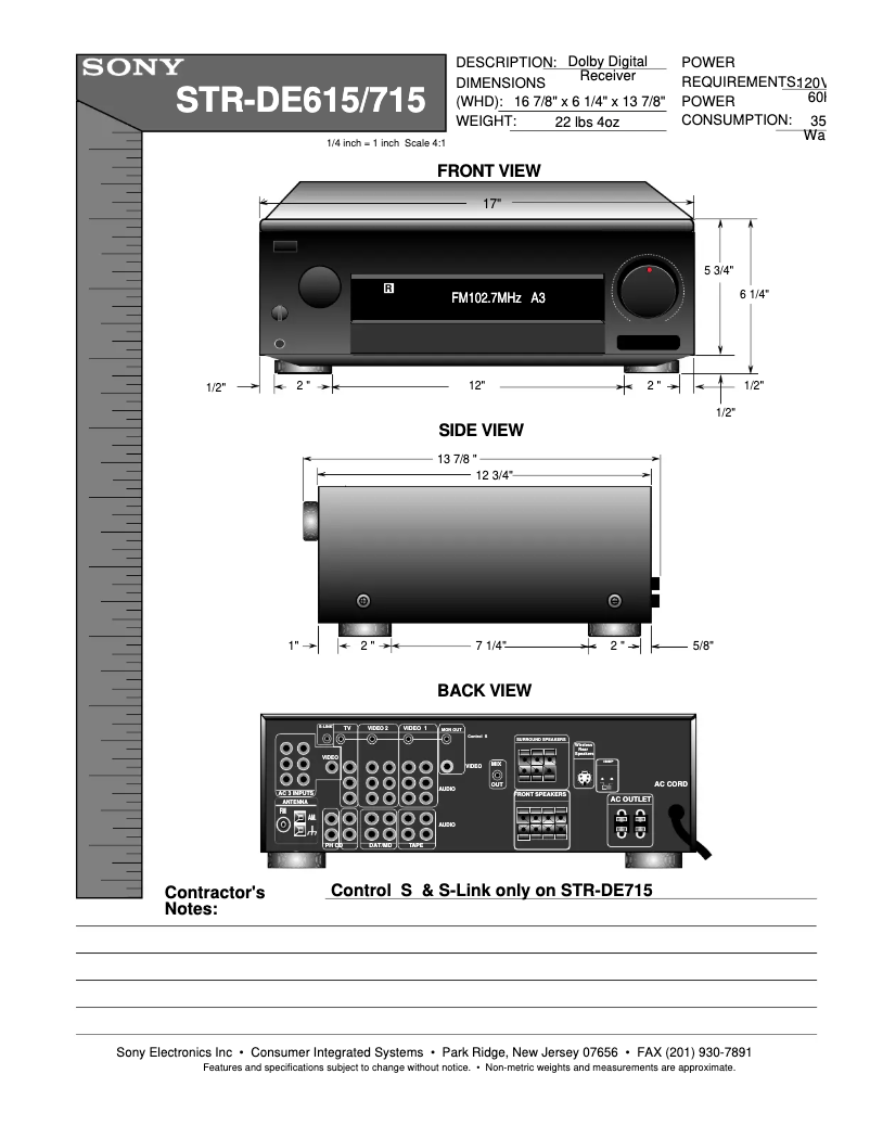 Page 1 de la notice Guide d'installation Sony STR-DE615