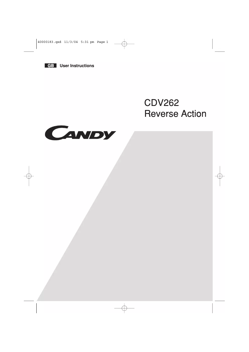 Page n°1 - Manuel utilisateur Candy AB CDV 262 UK