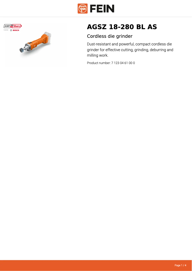 Image de la première page du manuel de l'appareil AGSZ 18-280 BL AS