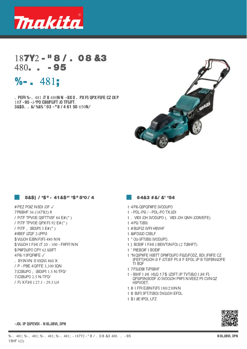 Page n°1 - Fiche technique Makita DLM481Z