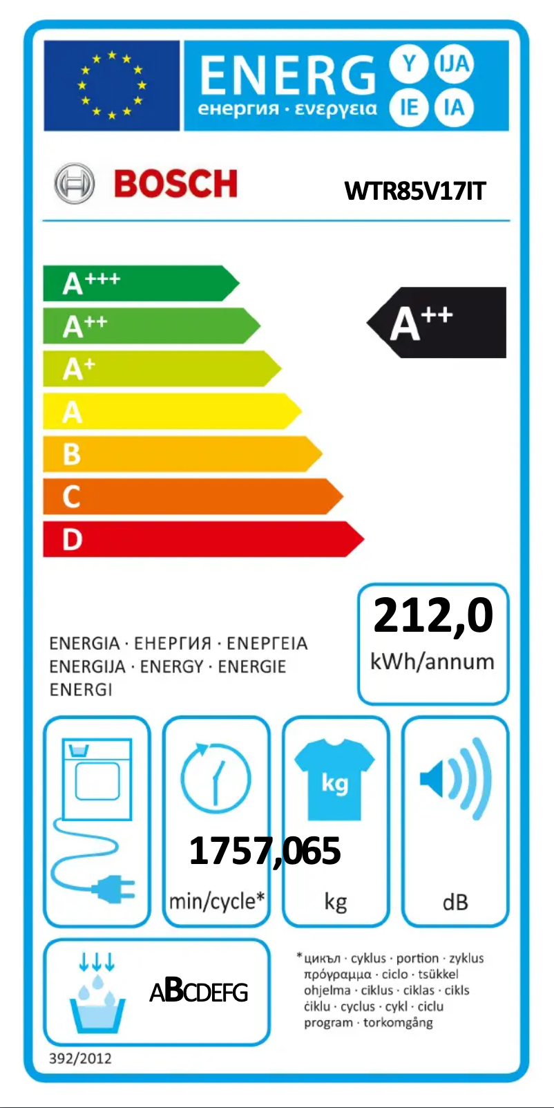 Page n°1 - Manuel utilisateur Bosch WTR85V17IT