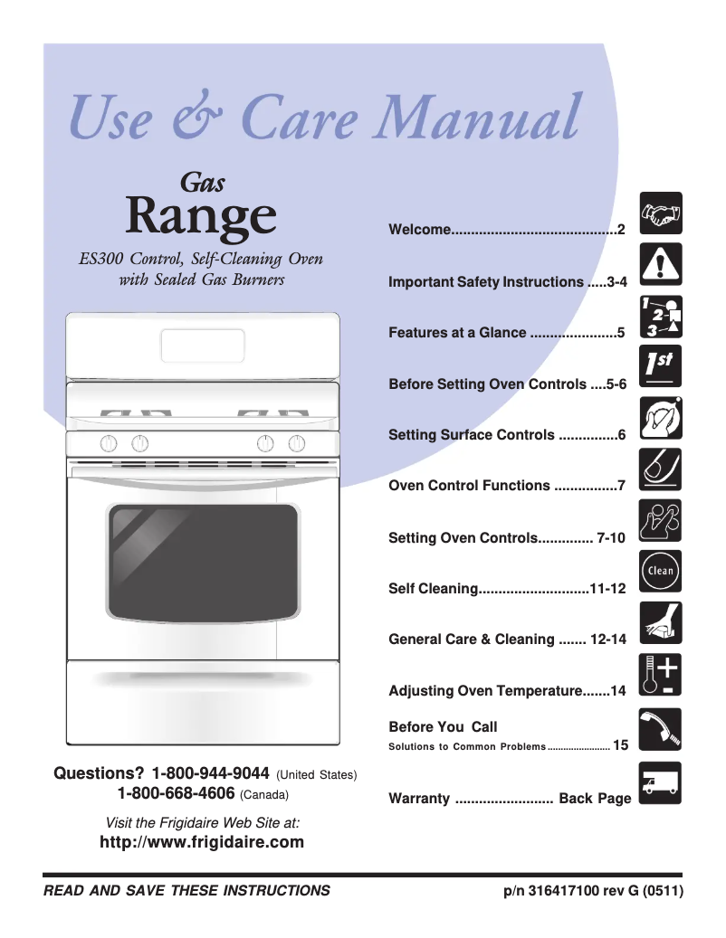 Page n°1 - Manuel utilisateur Frigidaire FGF366DS