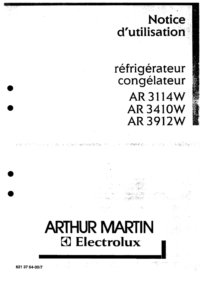 Page n°1 - Manuel utilisateur Arthur Martin-Electrolux AR3912W