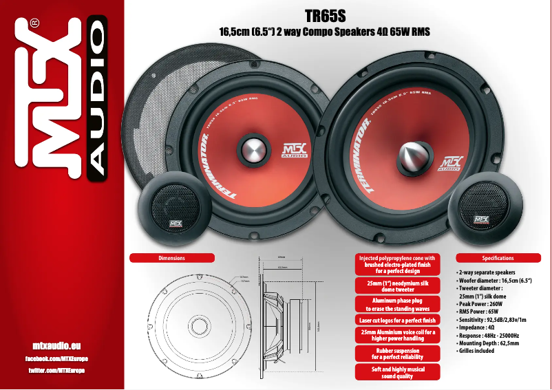 Page 1 de la notice Manuel utilisateur MTX Audio TR65S