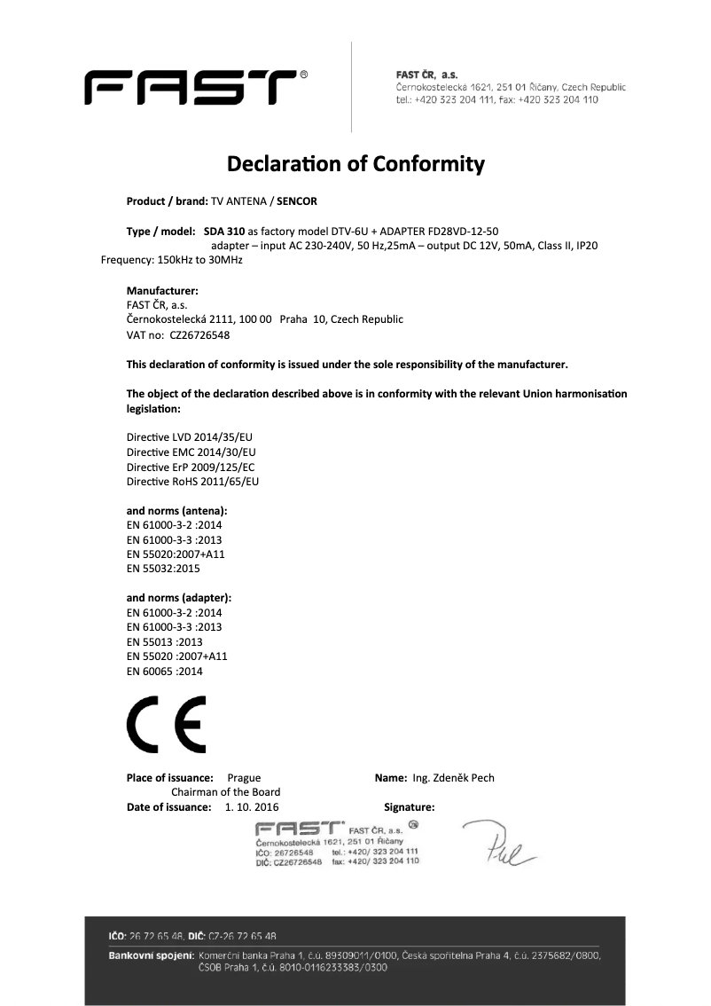 Page 1 de la notice Manuel utilisateur Sencor SDA 310