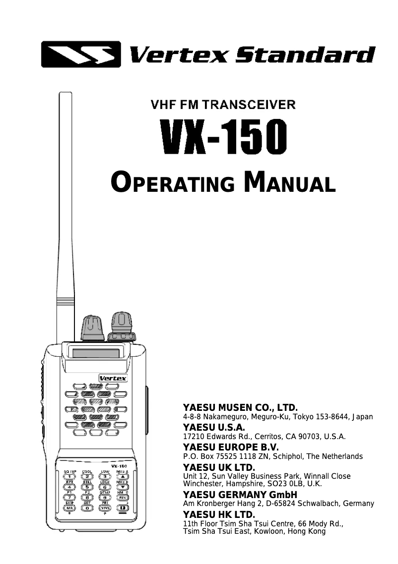 Página 1 del manual Manual de usuario Yaesu VX-150