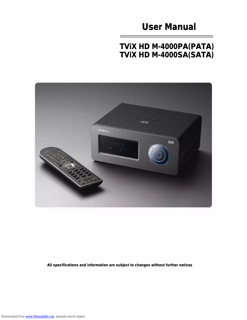 Page n°1 - Manuel utilisateur TViX HD M-4000SA