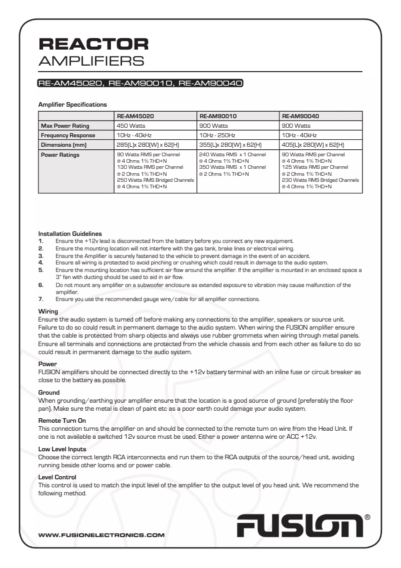 Page n°1 - Manuel utilisateur Fusion RE-AM90010