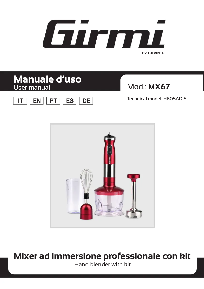 Page 1 de la notice Manuel utilisateur Girmi MX67