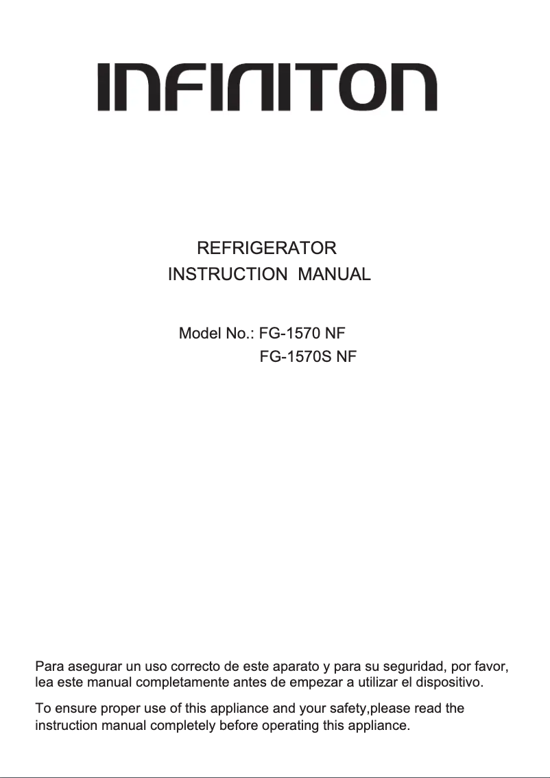 Page 1 de la notice Manuel utilisateur Infiniton FG-1570S NF