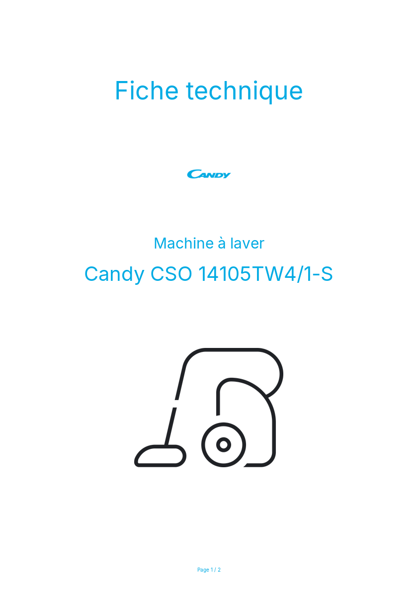 Page n°1 - Fiche technique Candy CSO 14105TW4/1-S