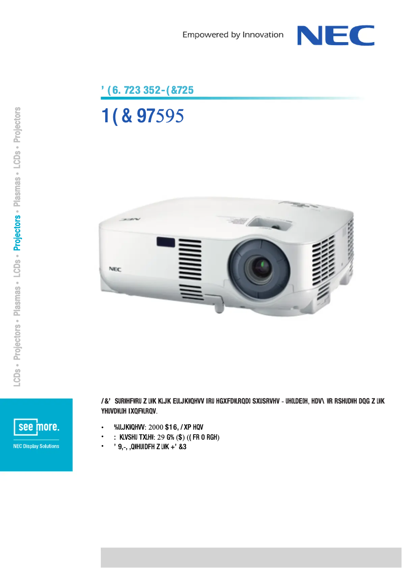 Page 1 de la notice Fiche technique NEC VT595