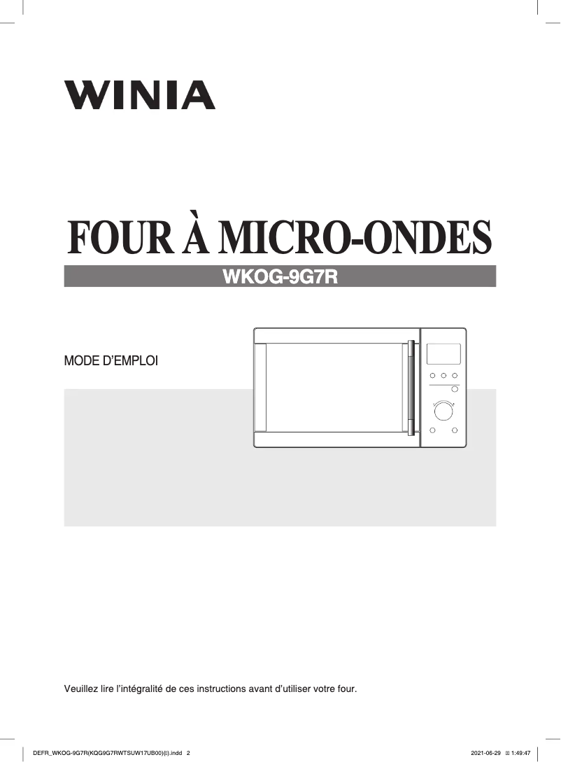 Image de la première page du manuel de l'appareil WKOG-9G7R