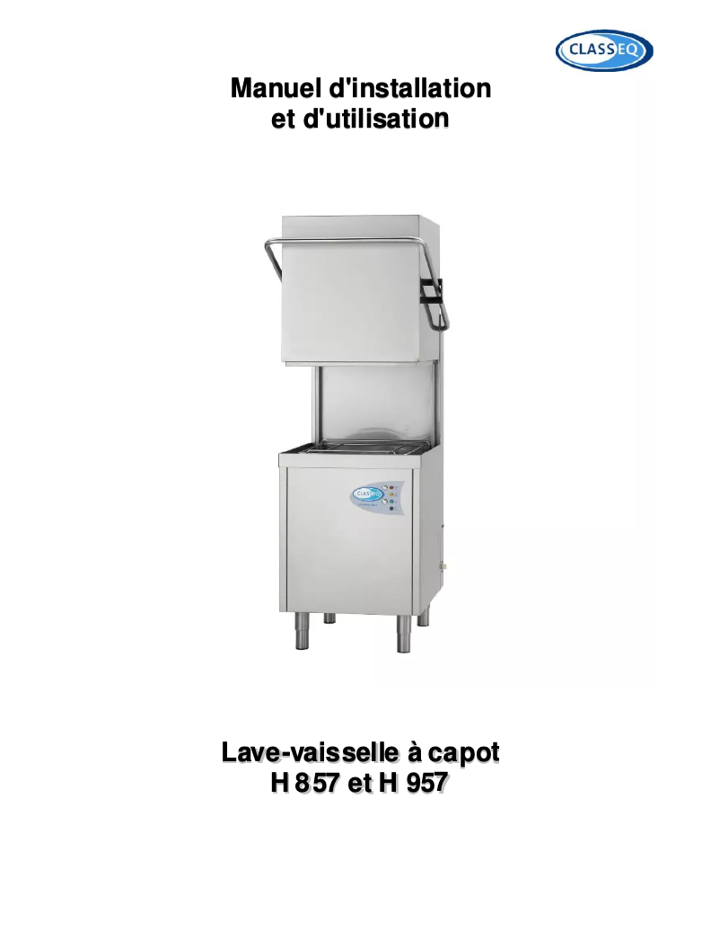 Page 1 of the manual User Manual Classeq H 857
