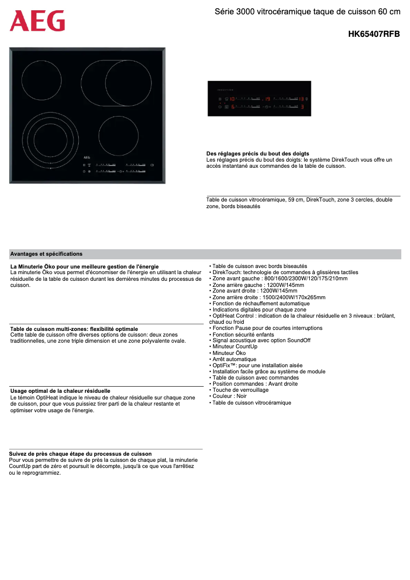 Image de la première page du manuel de l'appareil HK65407RFB