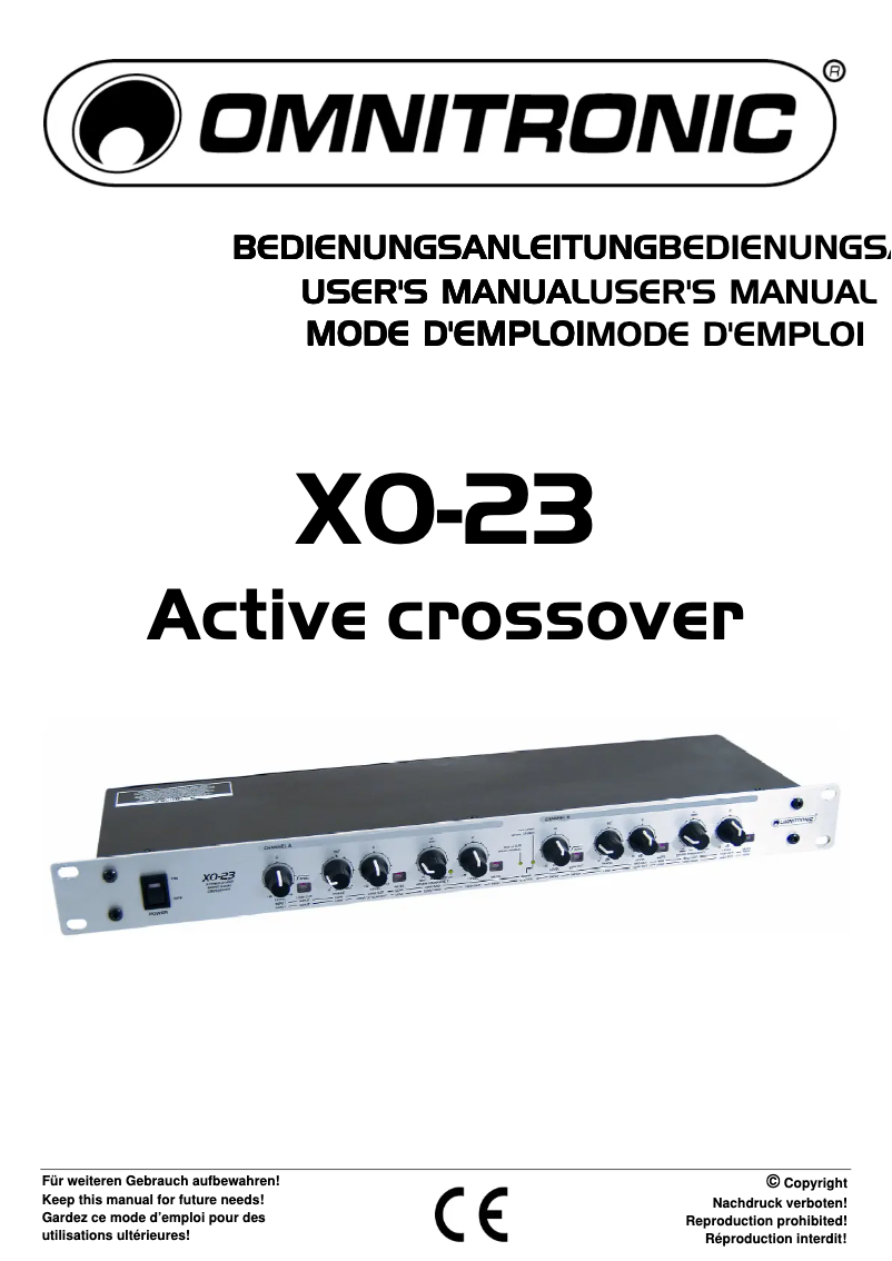Page n°1 - Manuel utilisateur Omnitronic XO-23