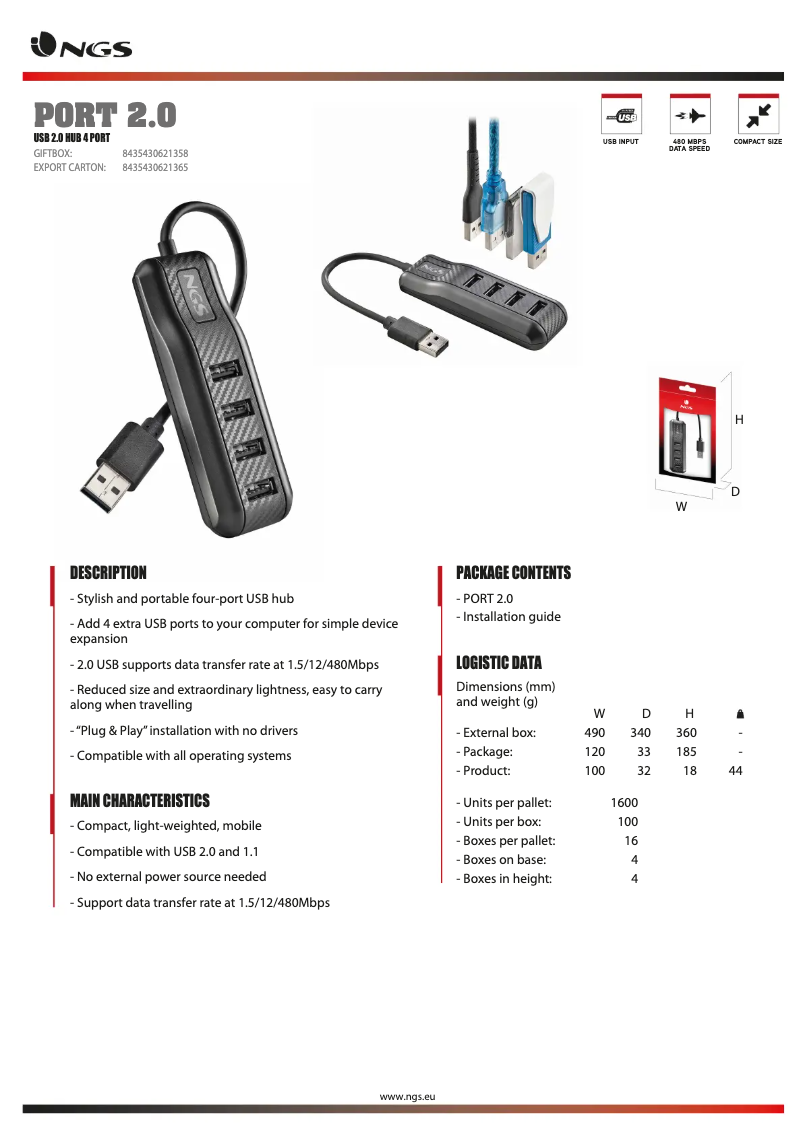 Page n°1 - Fiche technique NGS PORT 2.0