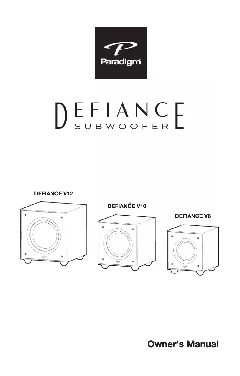 Page 1 de la notice Manuel utilisateur Paradigm Defiance V10