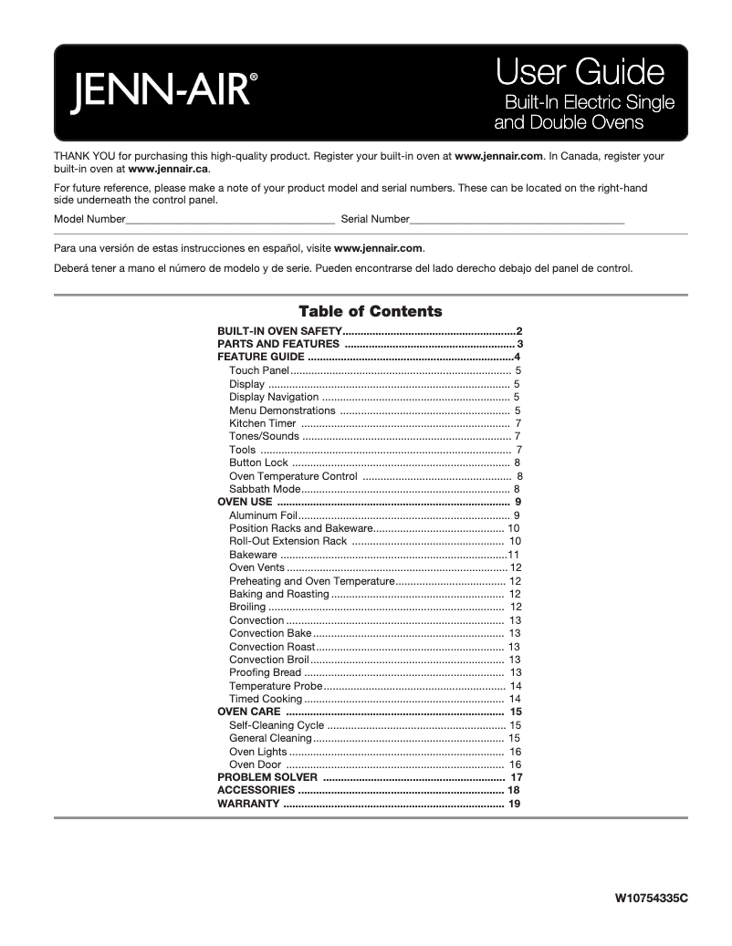 Page 1 de la notice Manuel utilisateur JennAir JJW2427DB