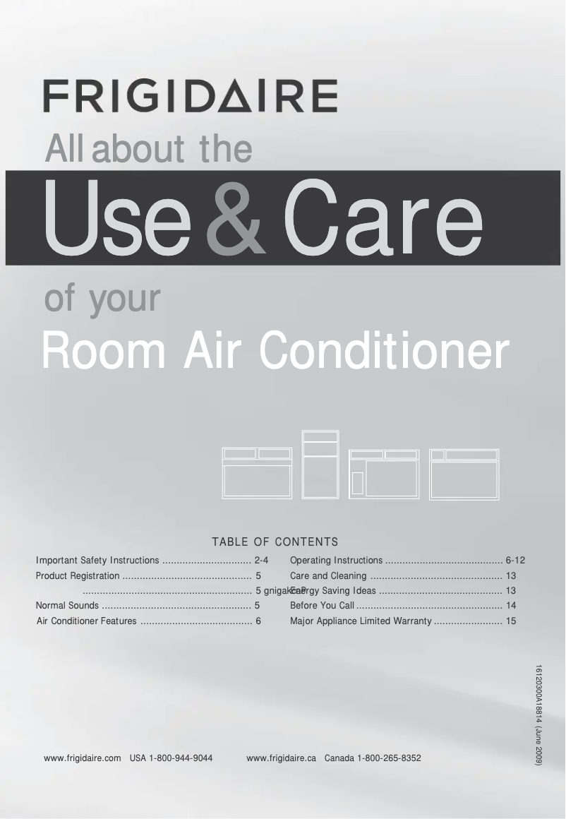 Page 1 de la notice Manuel d'utilisation et d'entretien Frigidaire FFRE103ZA1