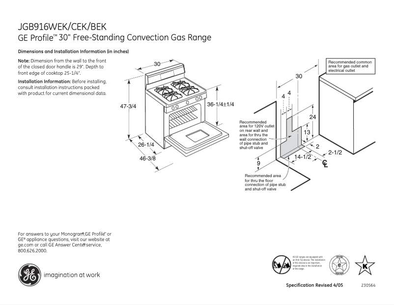 Imagen de la primera página del manual del dispositivo Profile JGB916WEKWW