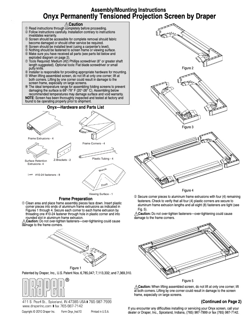 Page 1 de la notice Manuel utilisateur Draper 253219 projection screen 253219