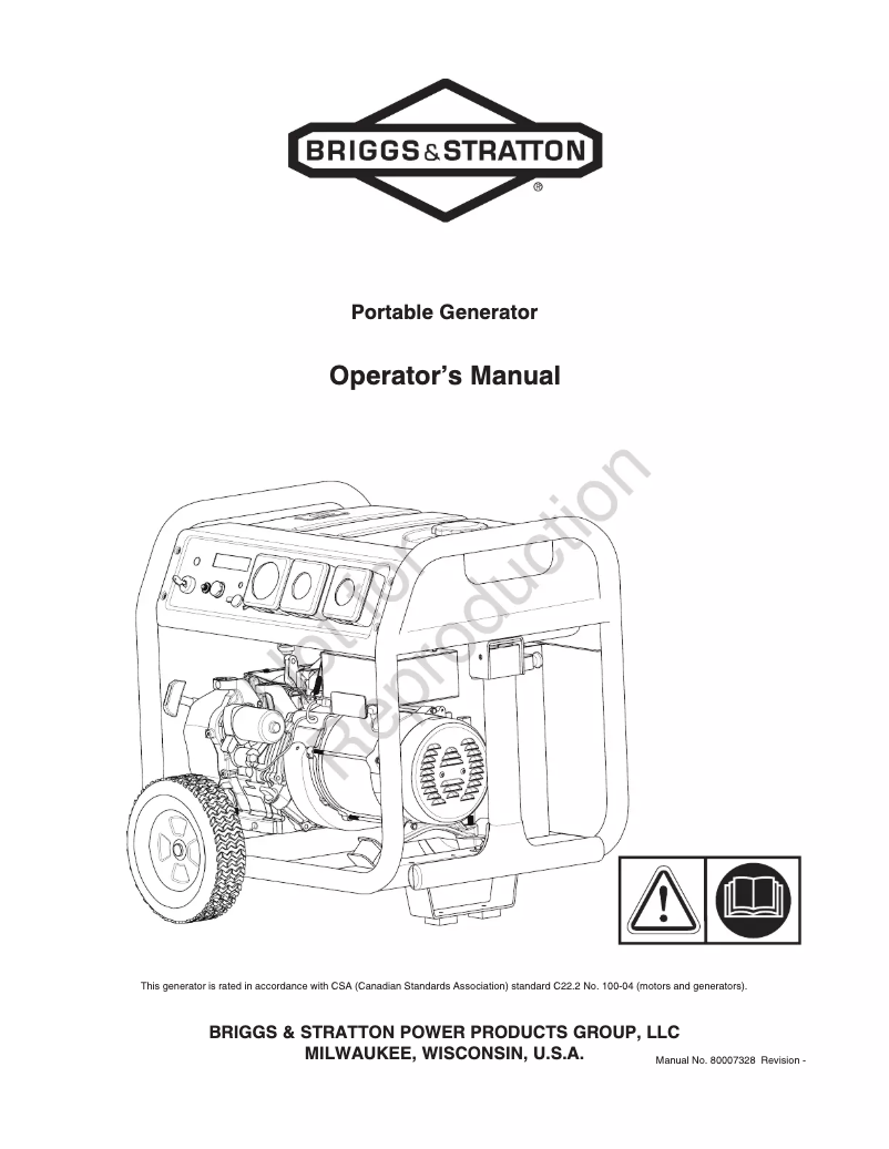 Page 1 de la notice Manuel utilisateur Briggs & Stratton Elite 9500