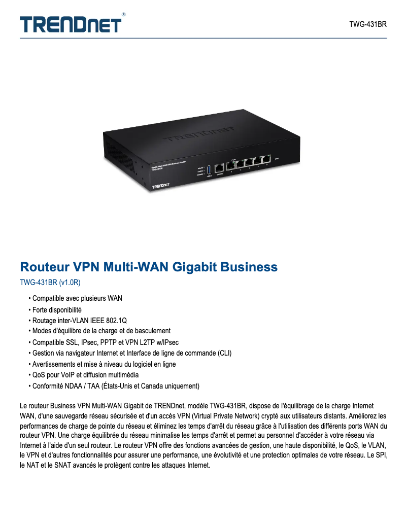 Image de la première page du manuel de l'appareil TWG-431BR