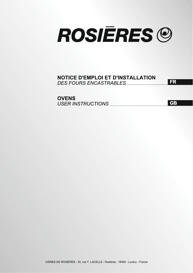 Page 1 de la notice Manuel utilisateur Rosieres RFA 65 IN