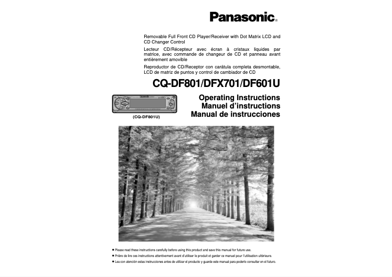 Page 1 de la notice Manuel utilisateur Panasonic CQ-DF601U