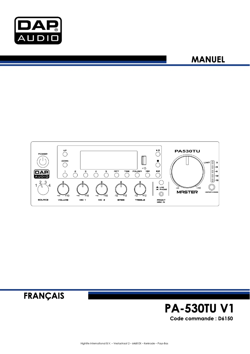 Page 1 de la notice Manuel utilisateur DAP-Audio PA-530TU