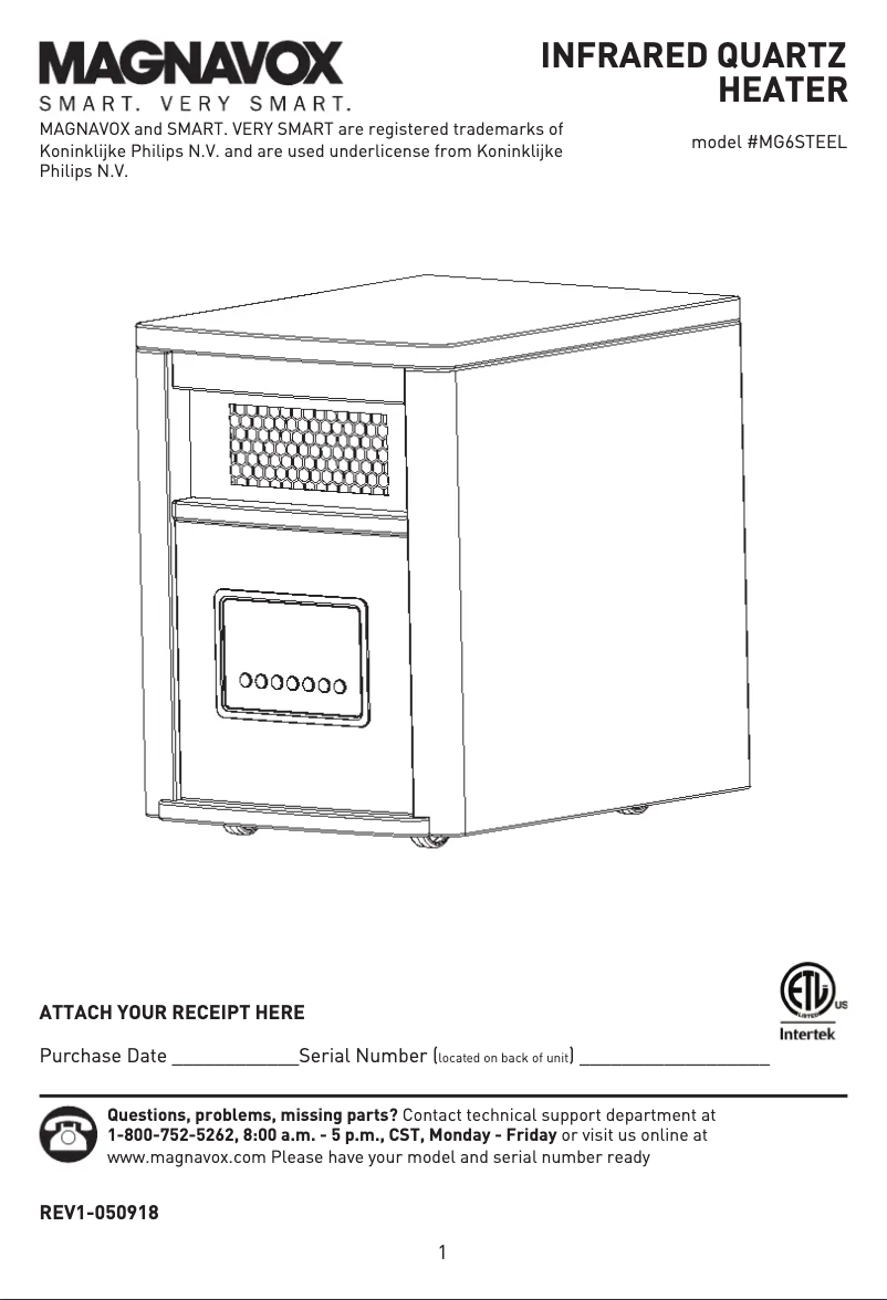 Page 1 de la notice Manuel utilisateur Magnavox MG6STEEL