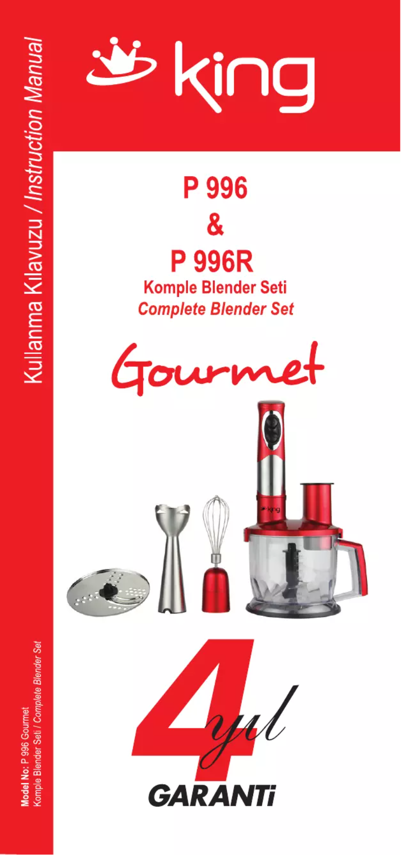 Page 1 de la notice Manuel utilisateur King P-996